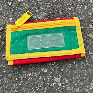 United Colors Of Benetton Green, Yellow & Red Tri-Panel Wallet